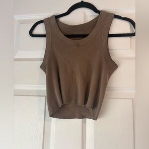 Brandy Melville Tan Ribbed Tank Top